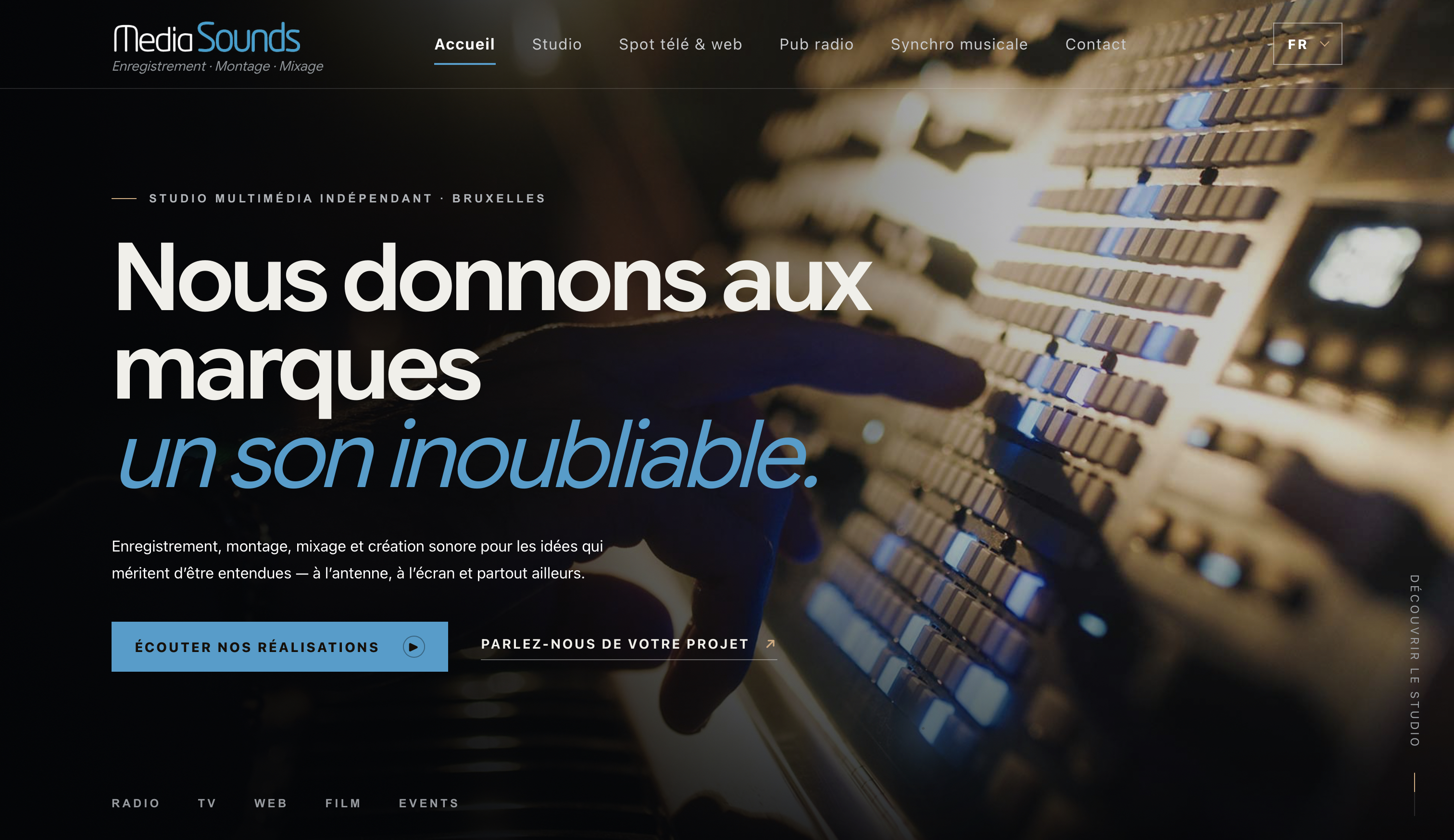 Aperçu du site Media Sounds, studio d'enregistrement à Bruxelles