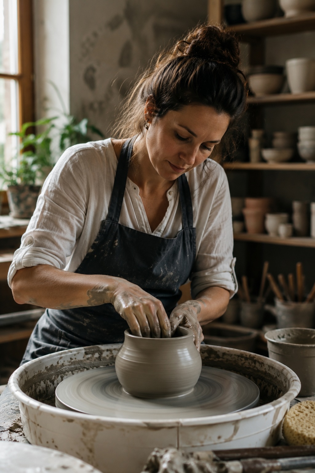 Artisan présentant son savoir-faire en ligne entre deux marchés et salons